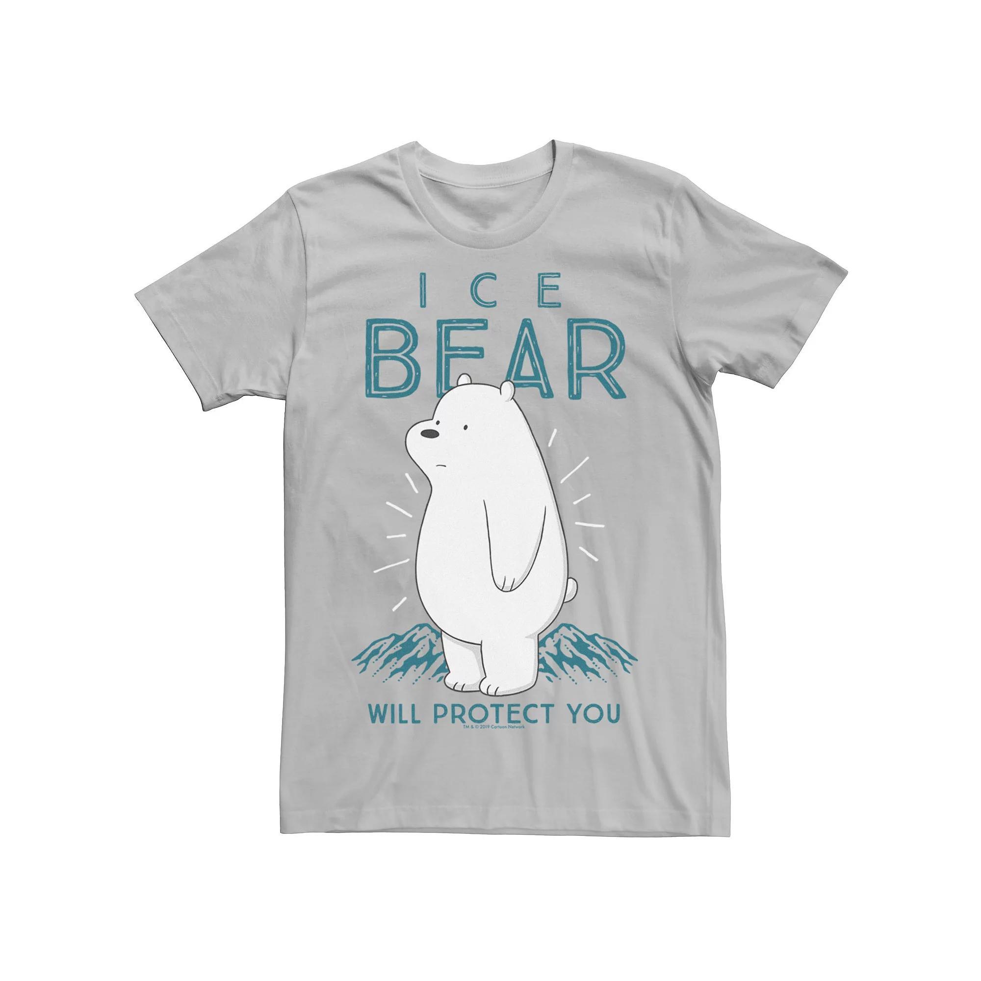 Mens Cartoon Network We Bare Bears Ice Bear Will Protect You Tee Athletic Grey Product Image