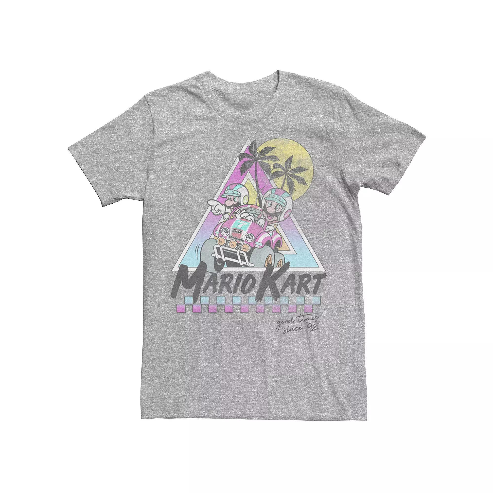 Men's Mario Kart Mario And Luigi Good Time Since 92 Vintage Tee, Size: 3XL, Athletic Grey Product Image