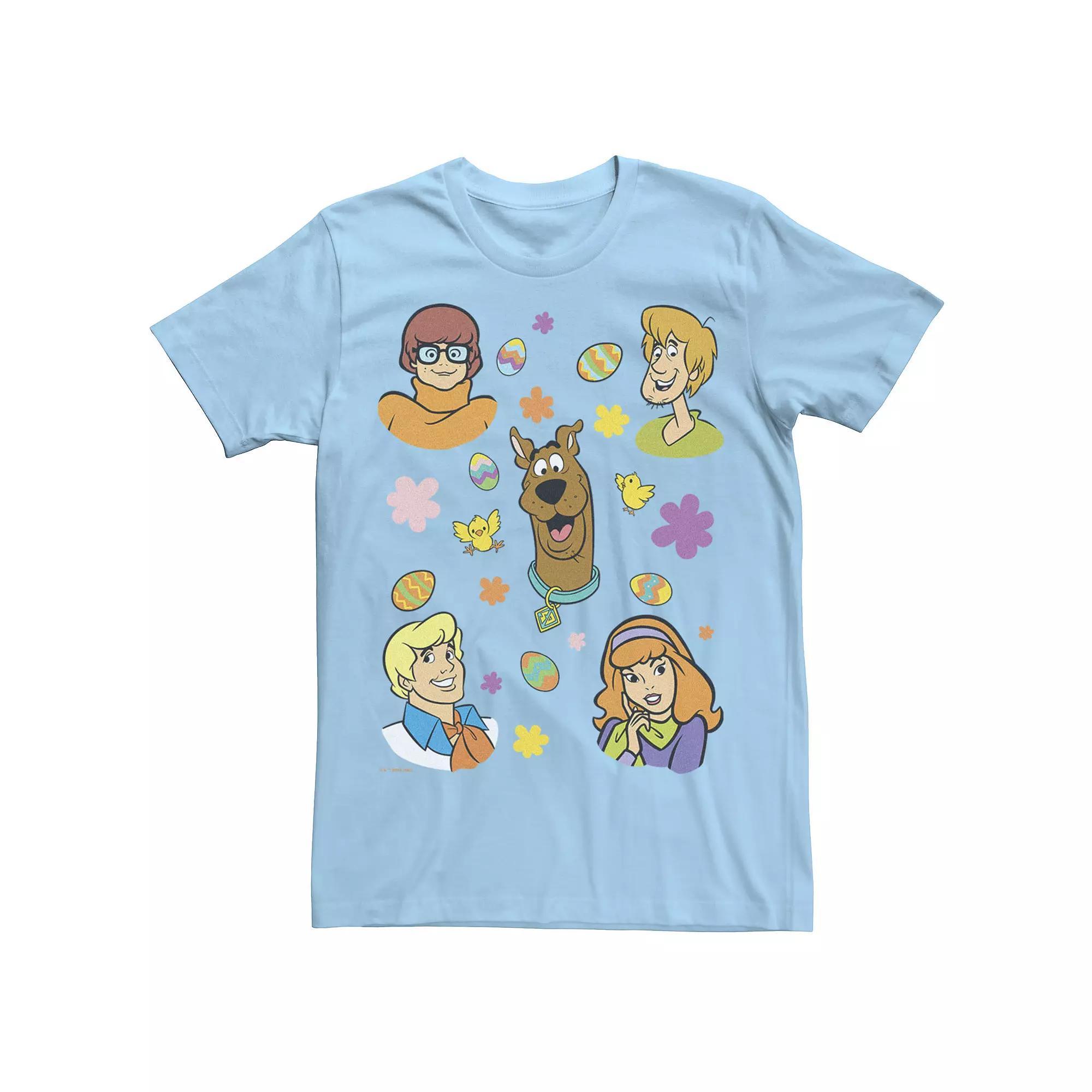 Men's Scooby Doo Happy Easter Gang Floral Eggs Tee, Size: Small, Light Blue Product Image