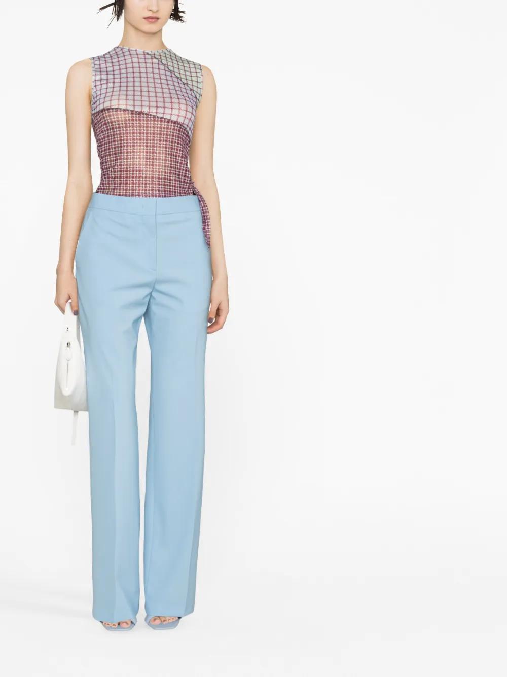 MSGM High-waisted Virgin Wool Trousers In Blue Product Image
