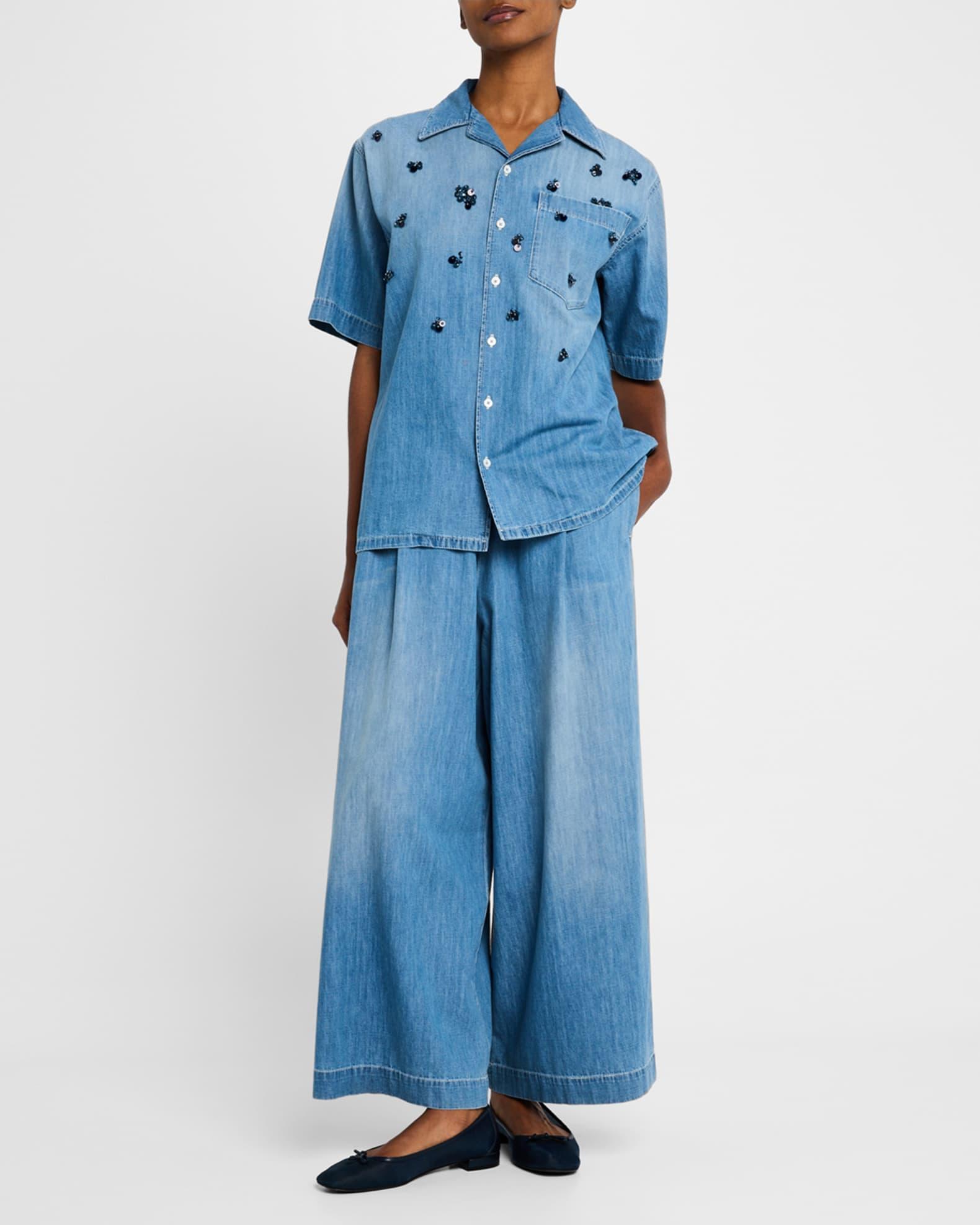 Sequin-Embellished Chambray Shirt Product Image