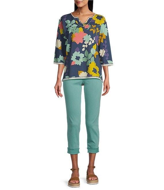 KUT from the Kloth Amy Straight Leg Rolled Up Fray Hem Cropped Jeans Product Image