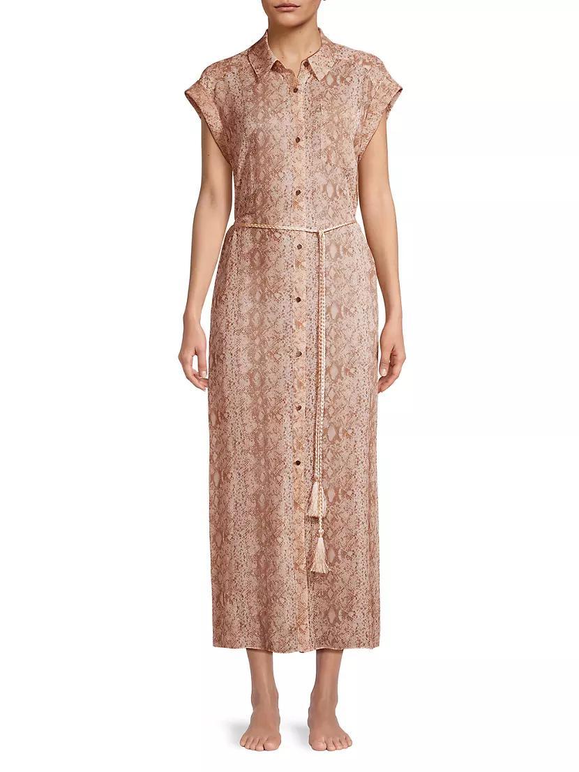 Melanie Sheer Snake Shirtdress Cover-Up Product Image