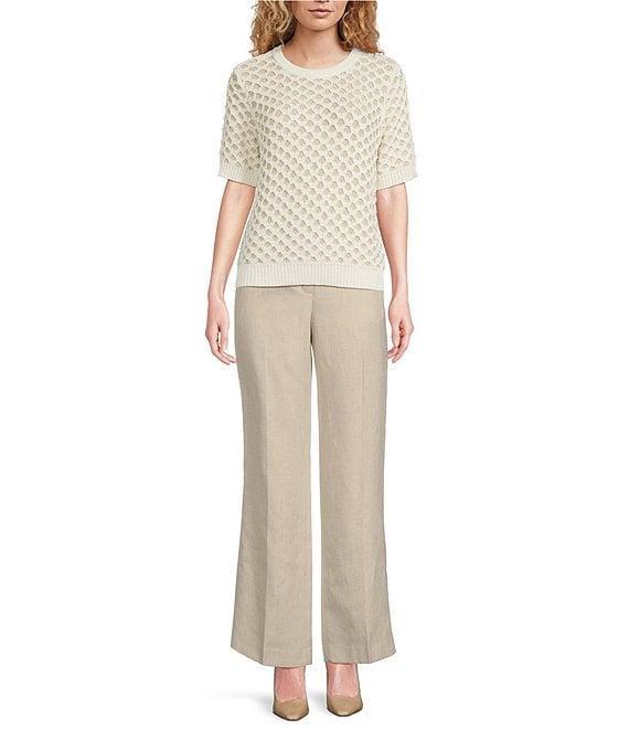 Donna Karan Honeycomb Crew Neck Short Sleeve Sweater Product Image