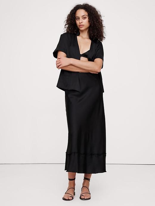 Satin Long Midi Skirt Product Image