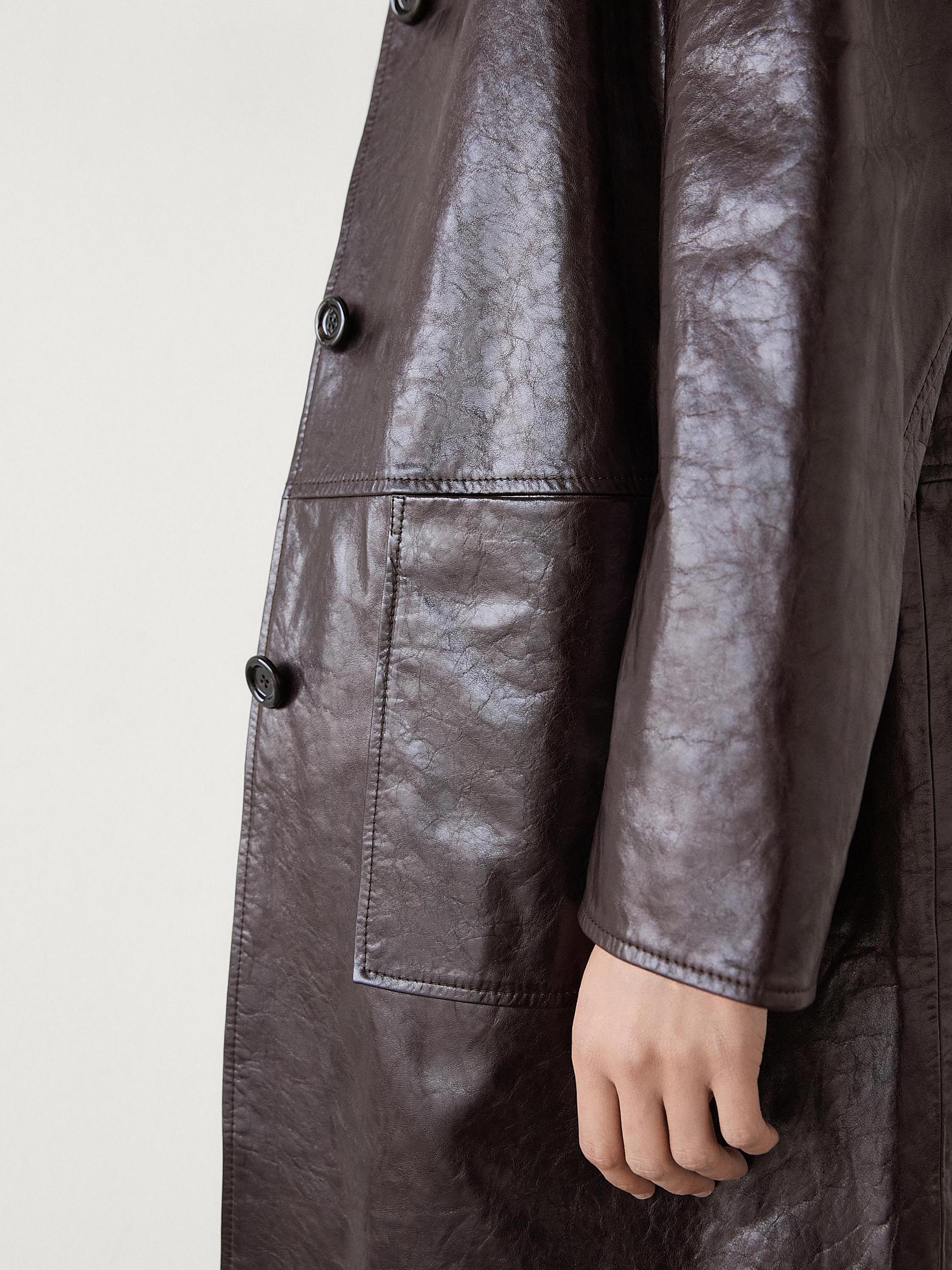 Nappa leather creased-effect coat Product Image