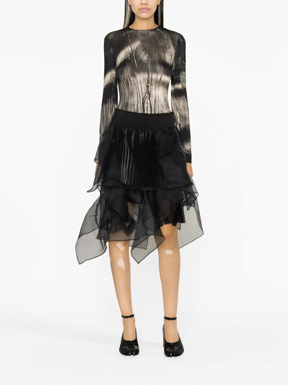 SACAI Asymmetric Tule Skirt In Black Product Image