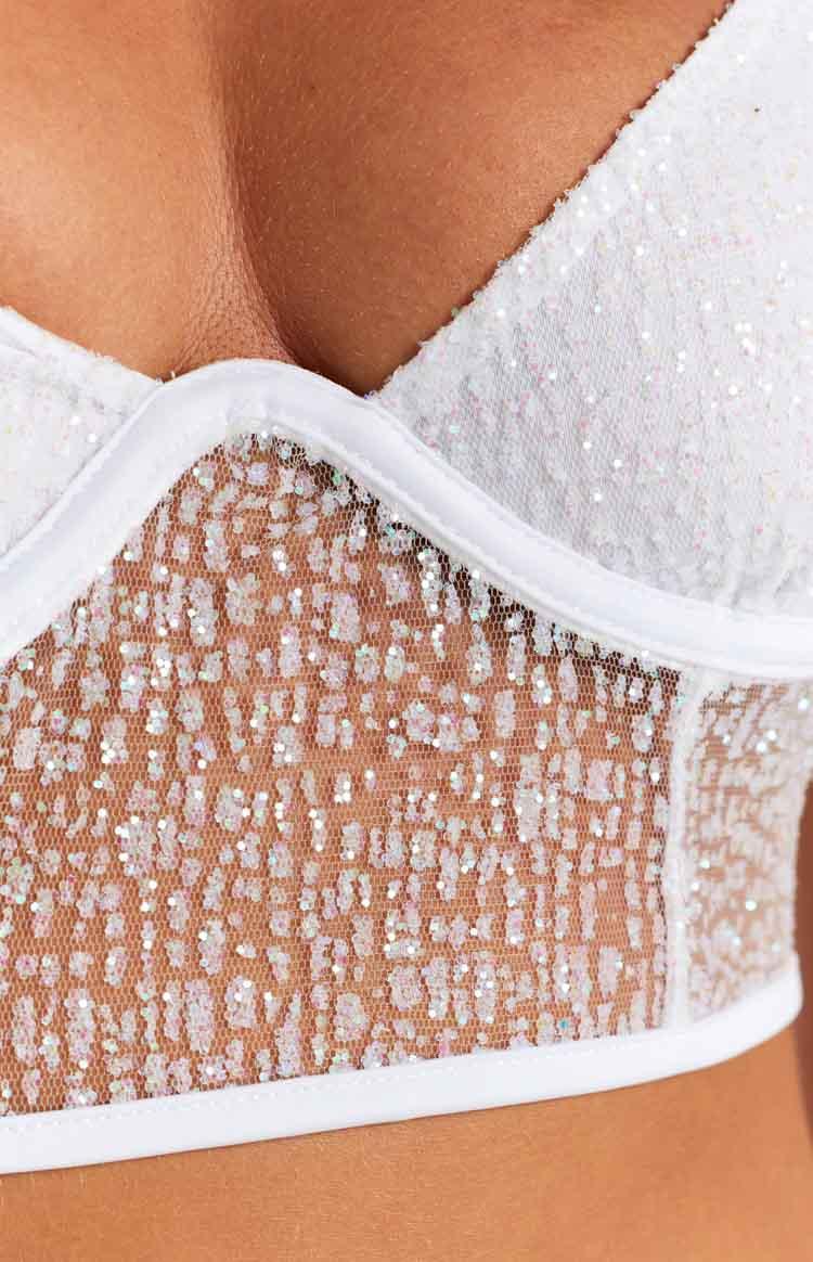Starman White Sparkle Bralette Product Image
