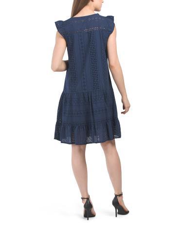 Sleeveless Ruffle Eyelet Dress for Women | Cotton Product Image