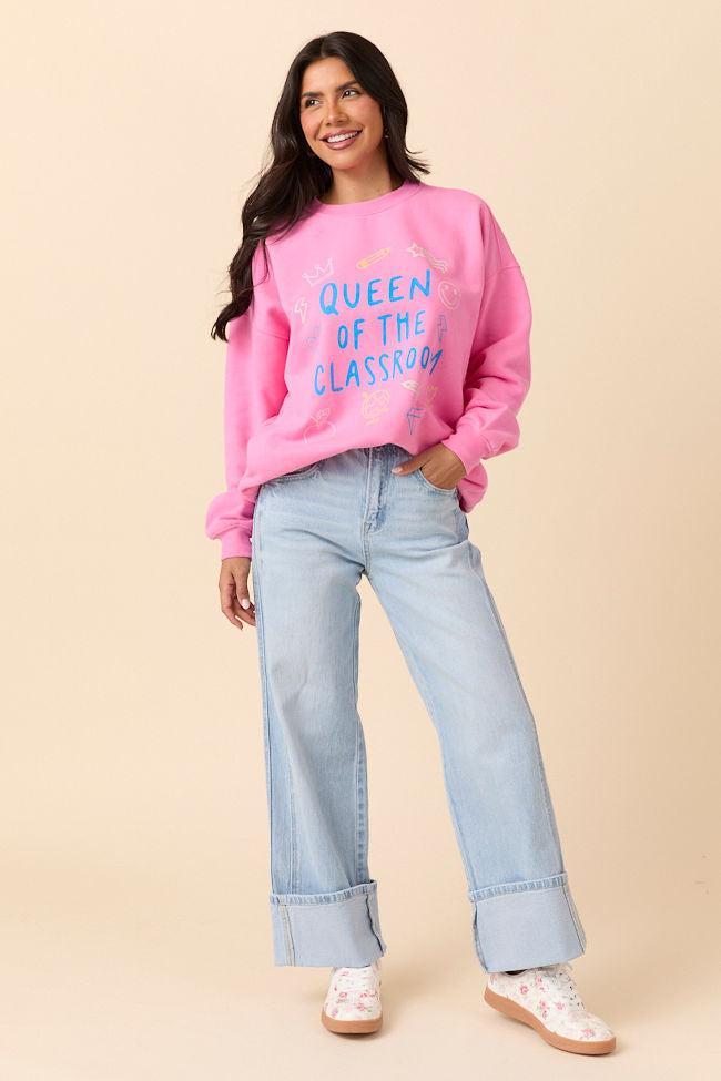 Queen Of The Classroom Pink Graphic Sweatshirt SALE Product Image