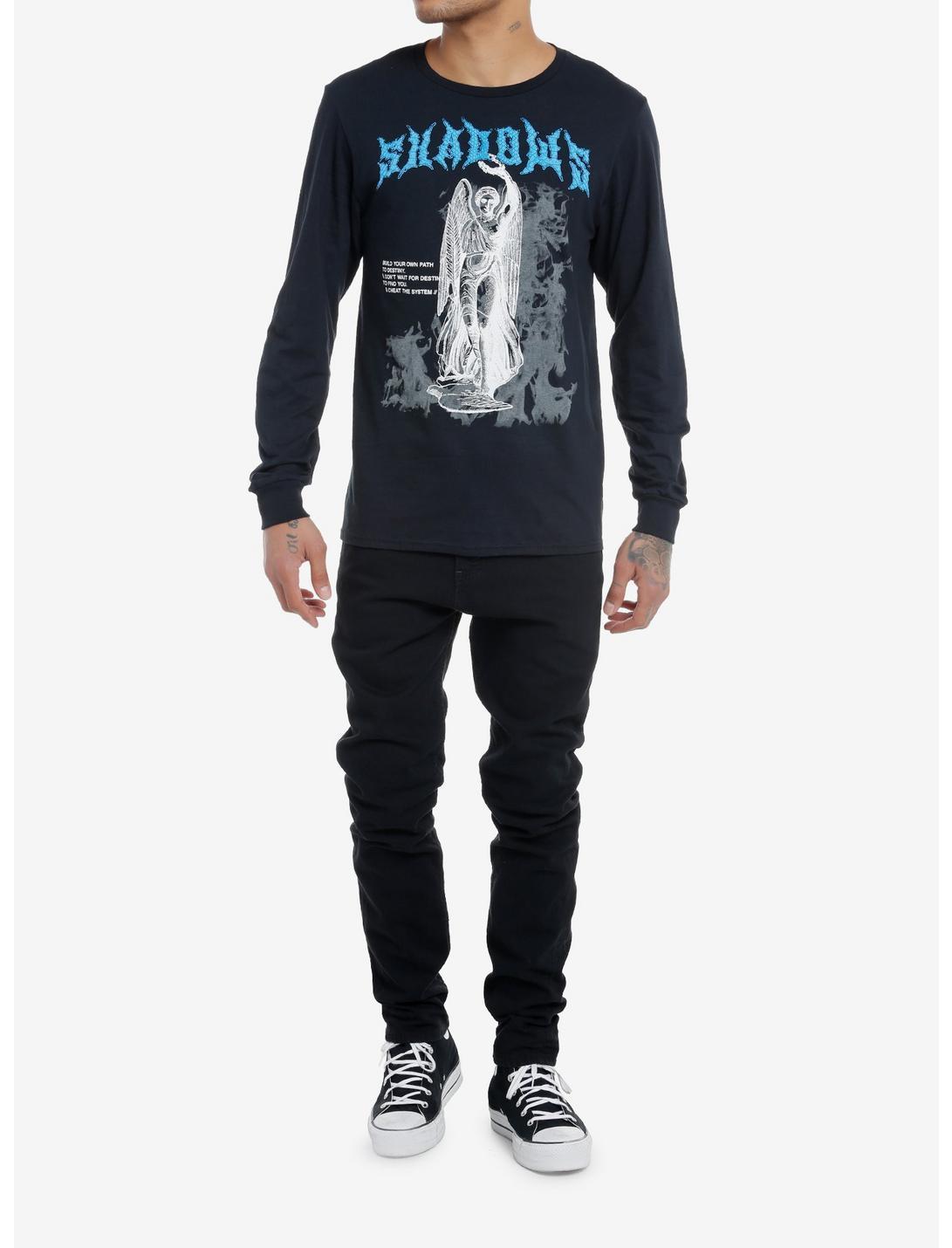 Social Collision® Shadows Angel Statue Long-Sleeve T-Shirt Product Image