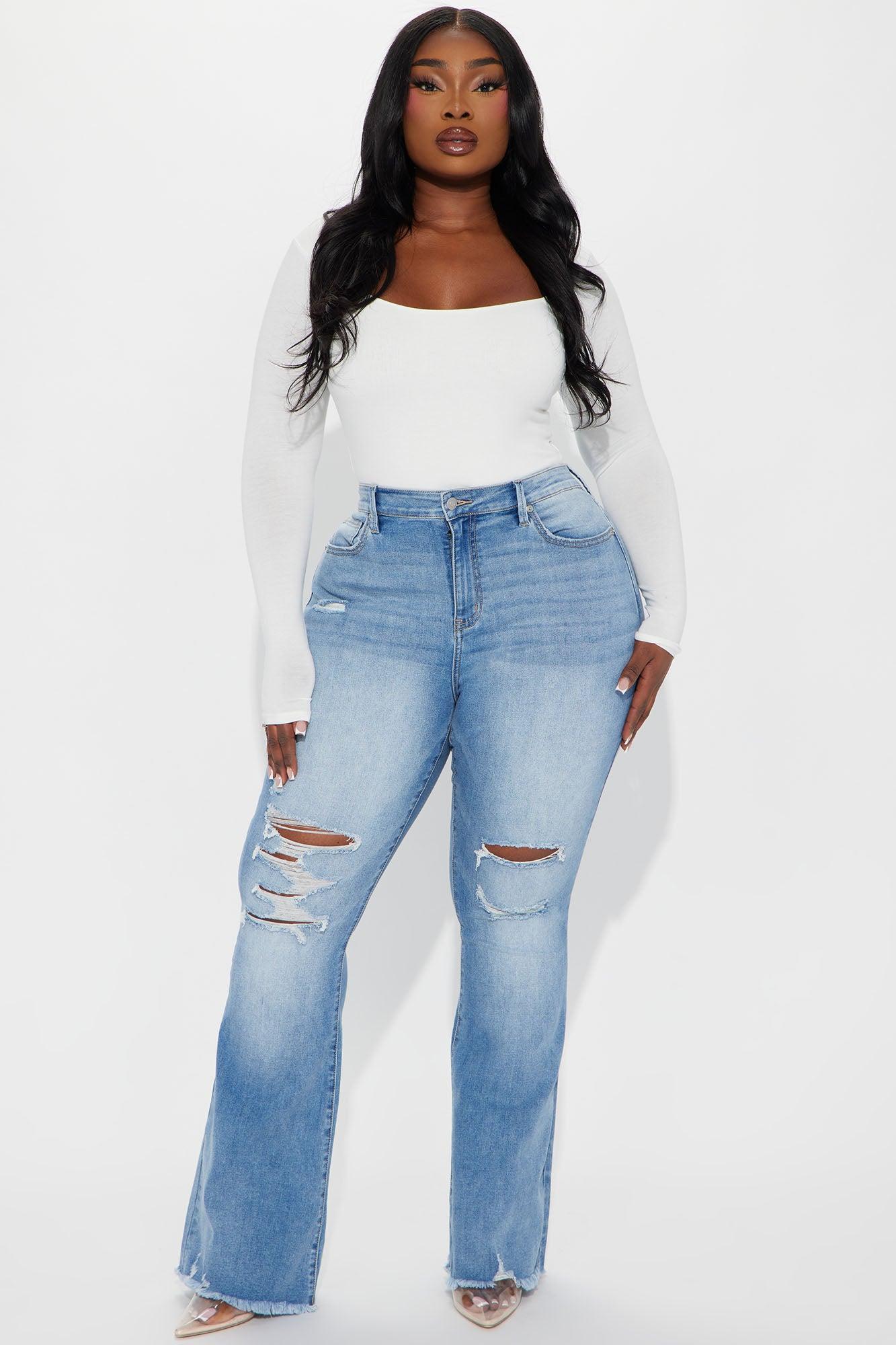 Wandered Off Stretch Ripped Flare Jeans - Light Wash Product Image