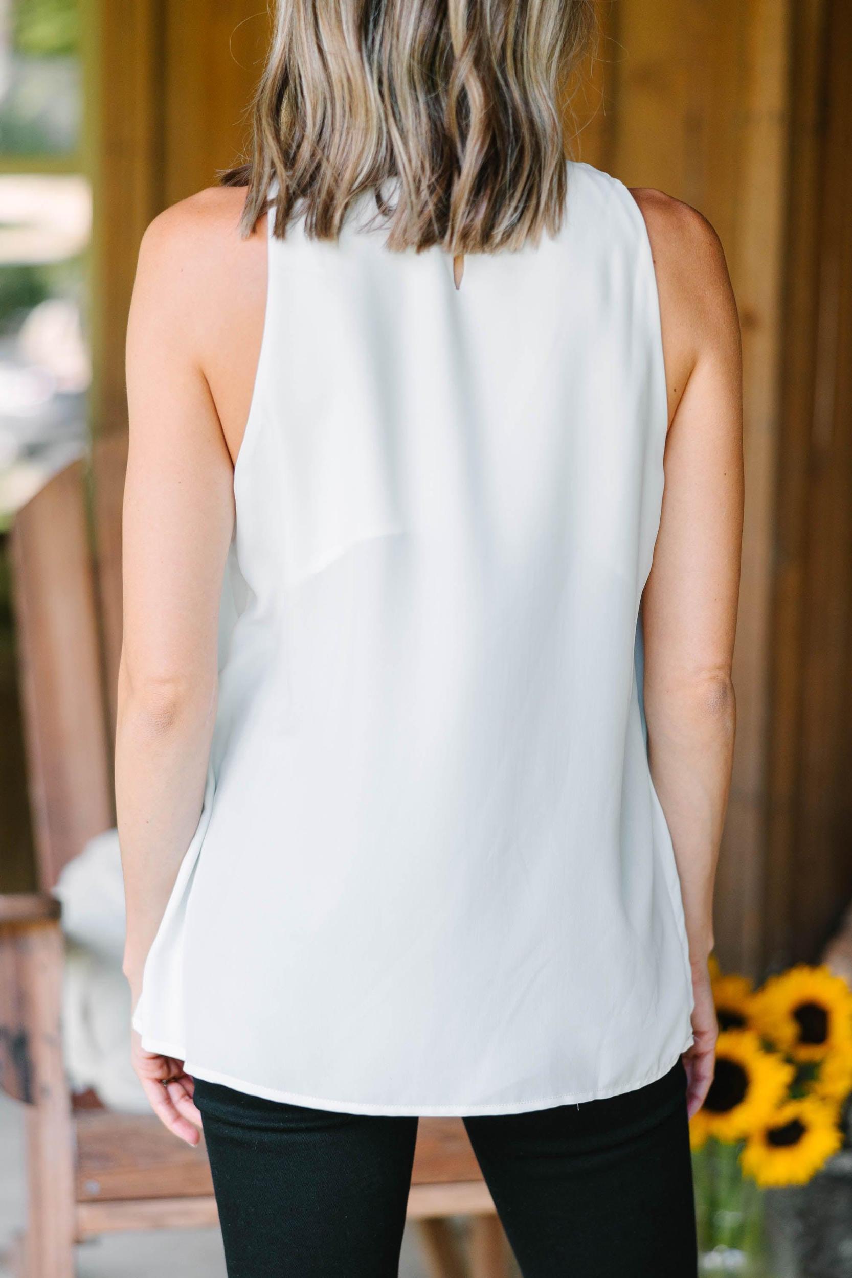 Tell Your Story Cream White Cowl Neck Tank Female Product Image