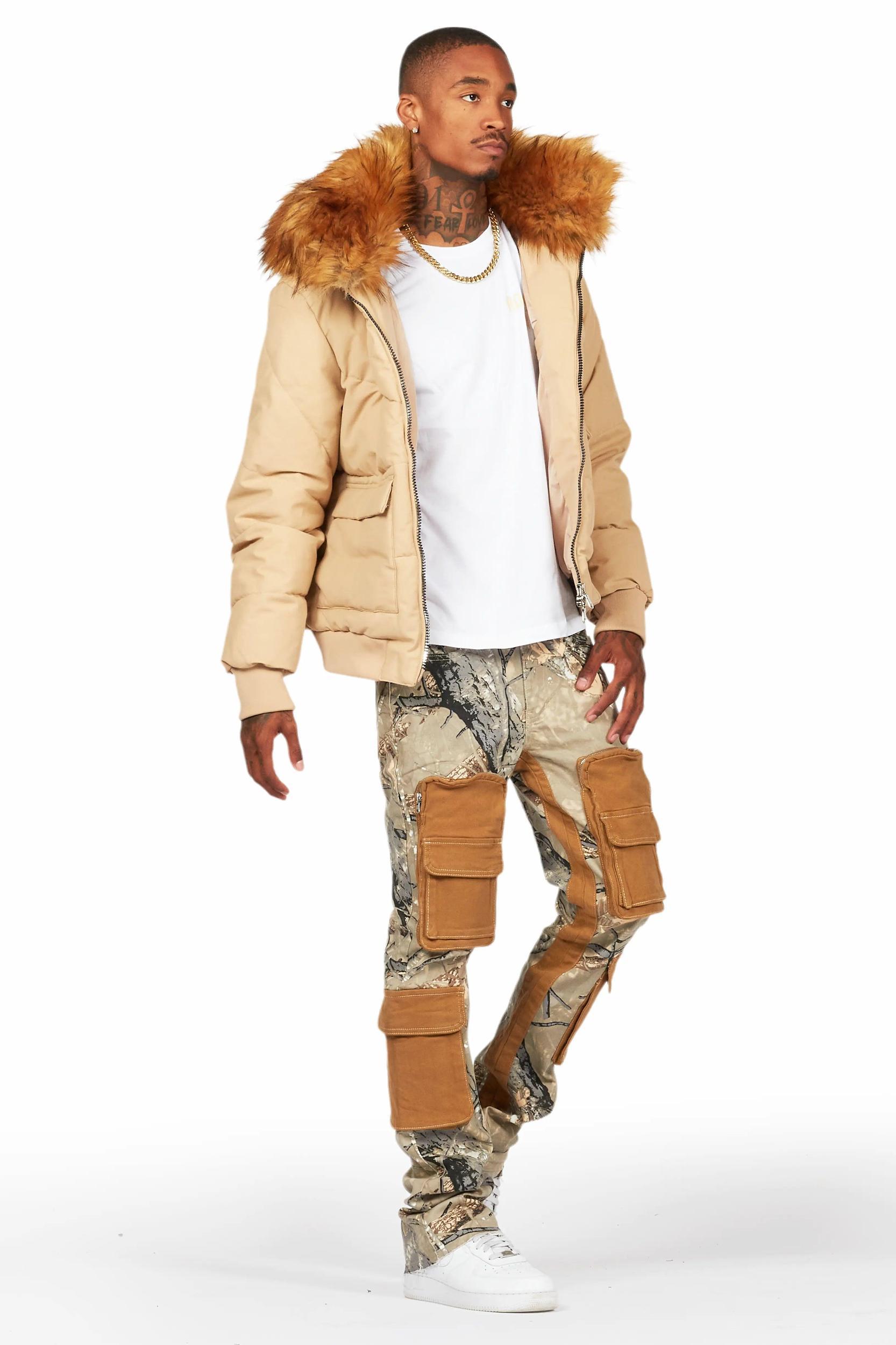 Petter Beige Stacked Flare Jean Male Product Image