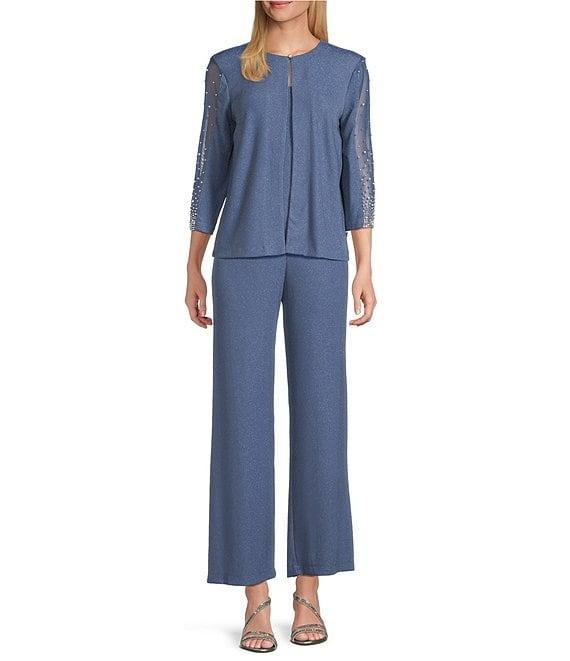 Alex Evenings 3/4 Sleeve Metallic Knit Twinset Product Image