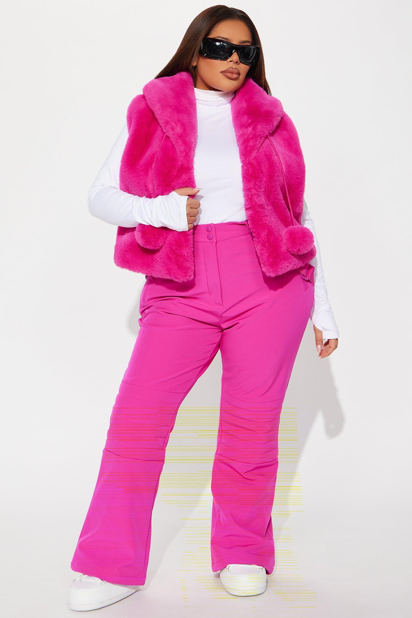 Winter Wonderland Faux Fur Vest - Fuchsia Female Product Image