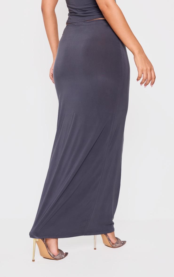 Petite Grey Slinky Low Waist Maxi Skirt Product Image