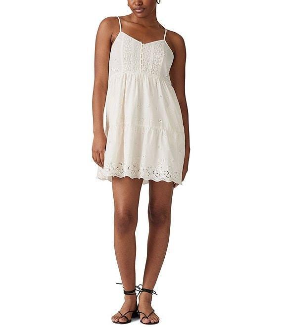 Levi's® Cora Sleeveless Eyelet Embroidered Scalloped-Hem Mini Dress Product Image