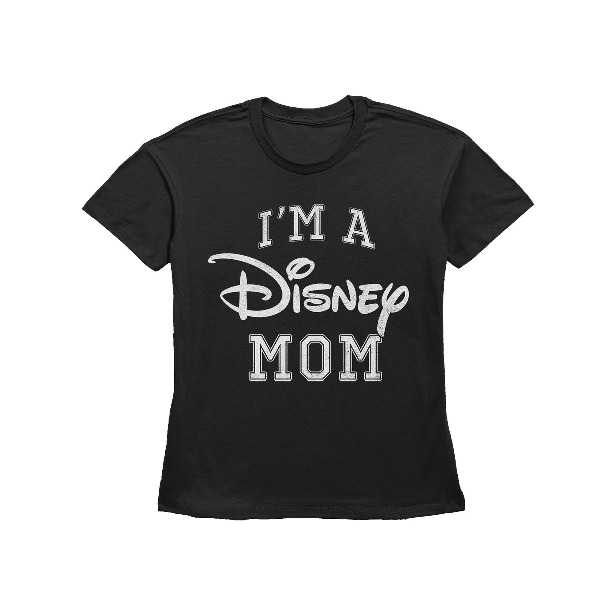 Disney's I'm A Disney Mom Varsity Style Basic Fit Women's Graphic Tee, Size: Small, Grey Gray Product Image