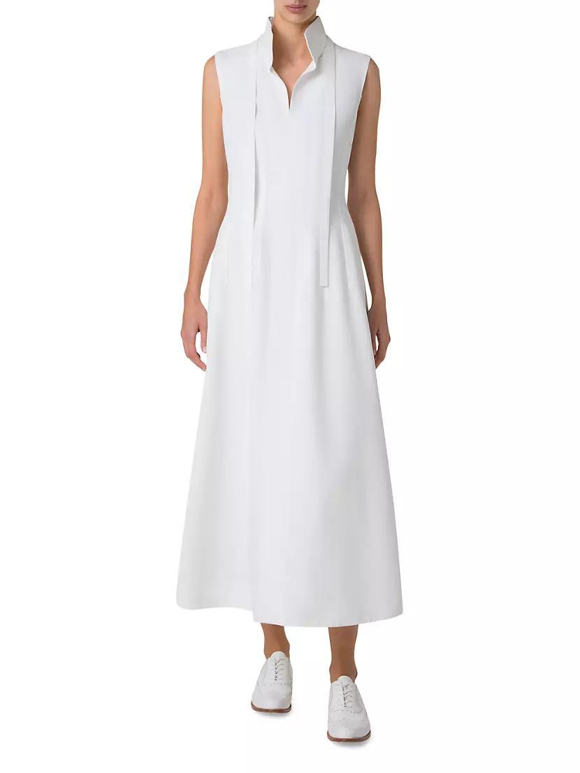 Cotton Sleeveless Flared Midi-Dress Product Image