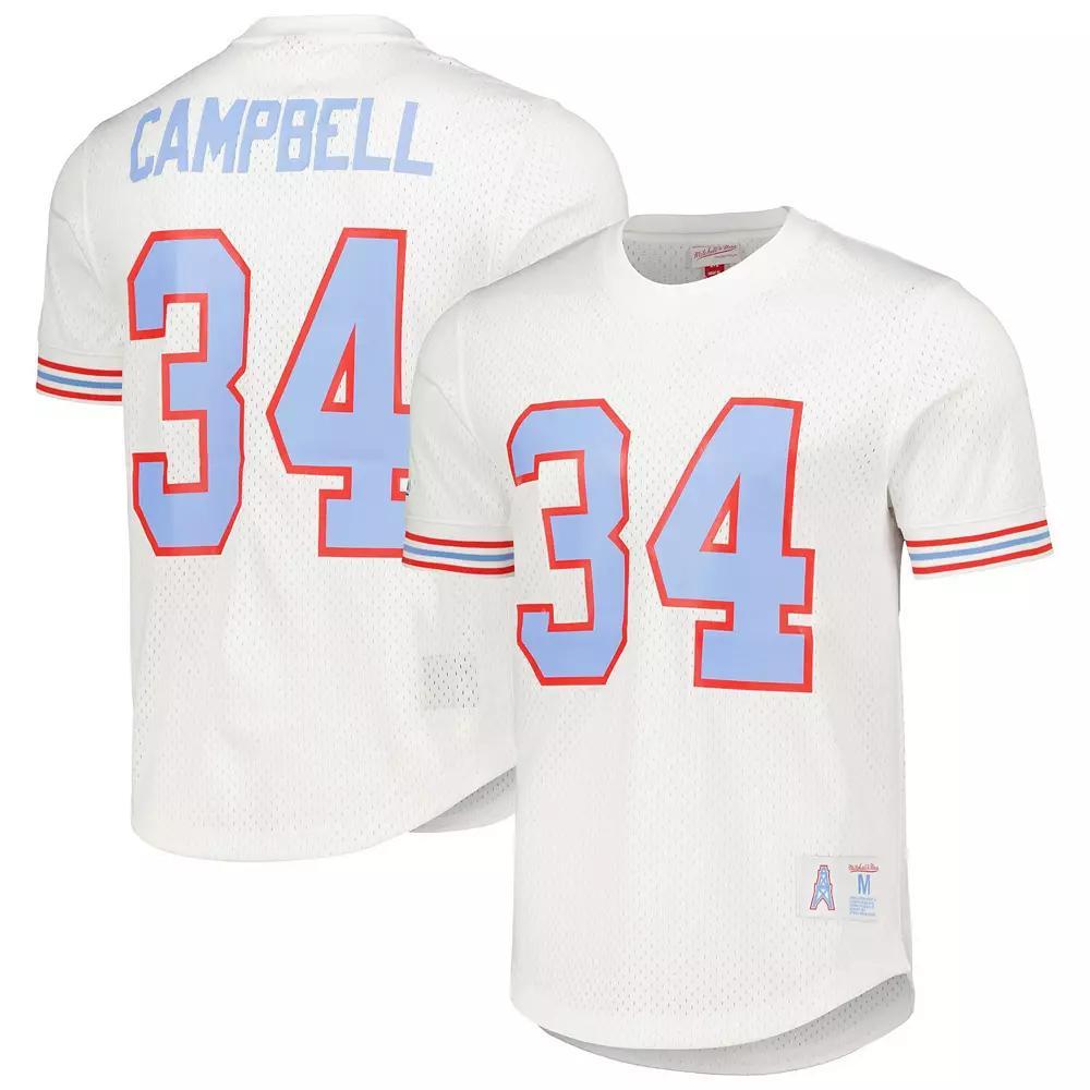 Men's Mitchell & Ness Earl Campbell White Houston Oilers Gridiron Classics Retired Player Name & Number Mesh Top, Size: Medium, Nfl White Product Image
