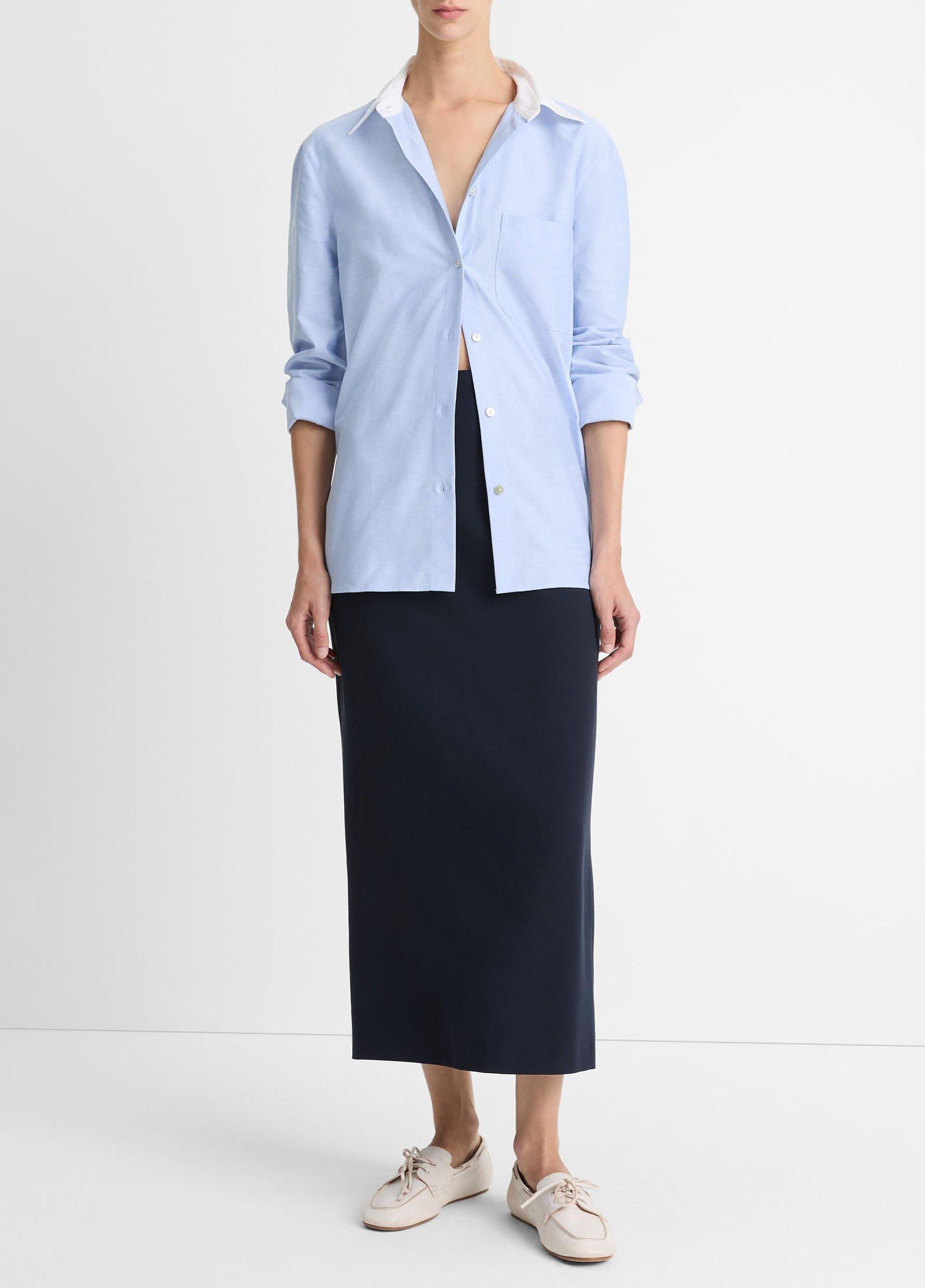 Contrast-Collar Cotton Oxford Shirt Product Image