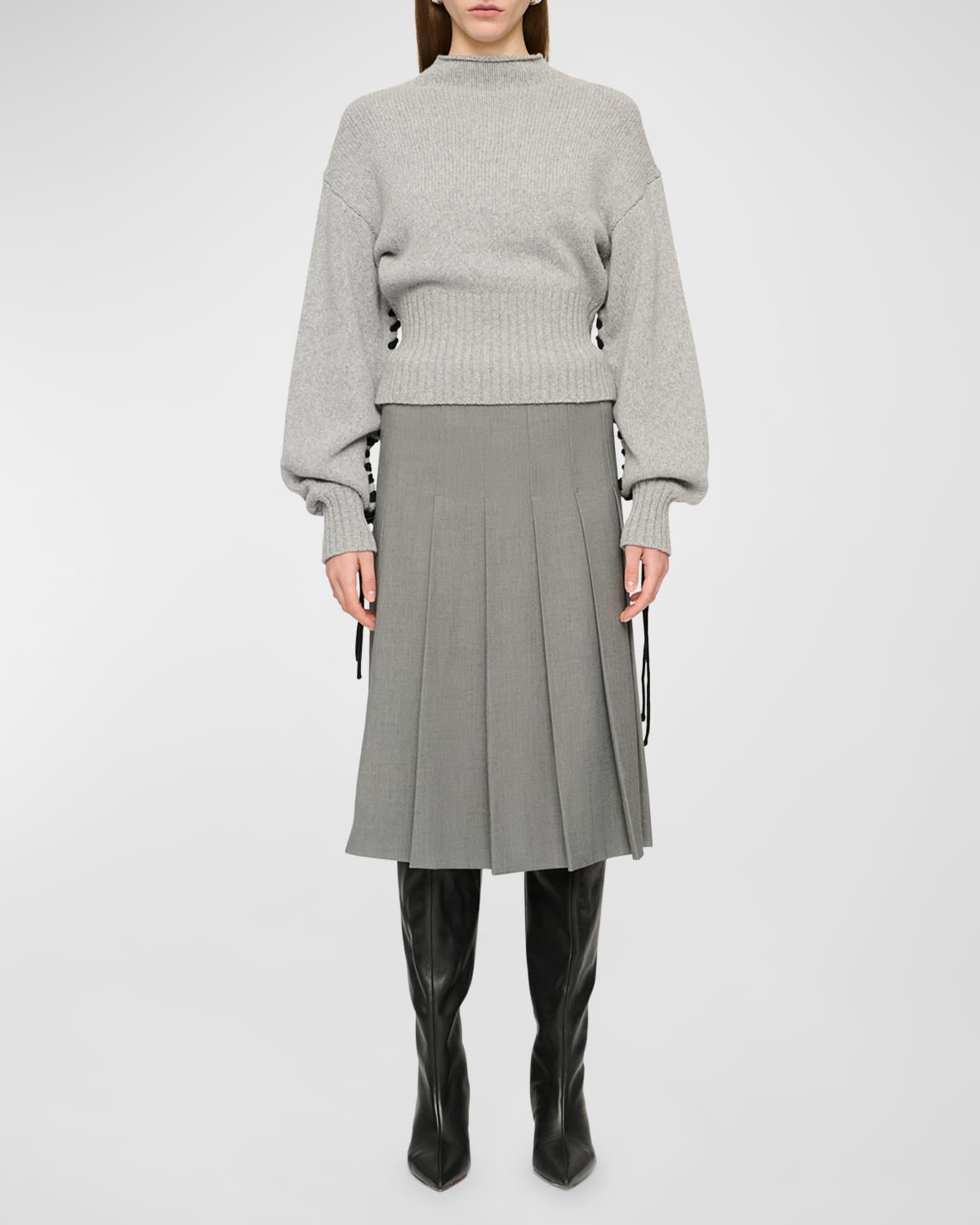 Archie Tie Cropped Wool Sweater Product Image