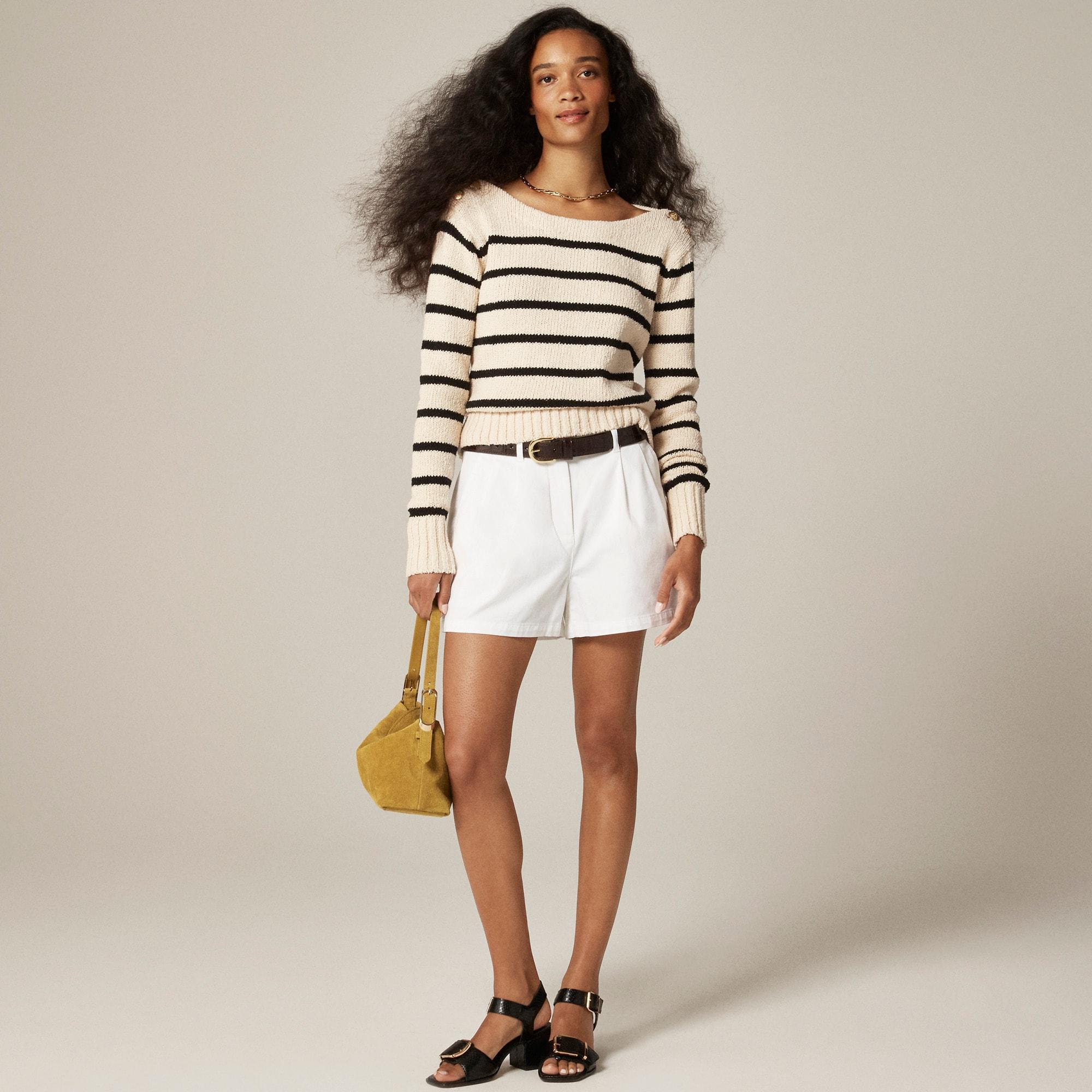 Marina boatneck sweater with gold buttons Product Image