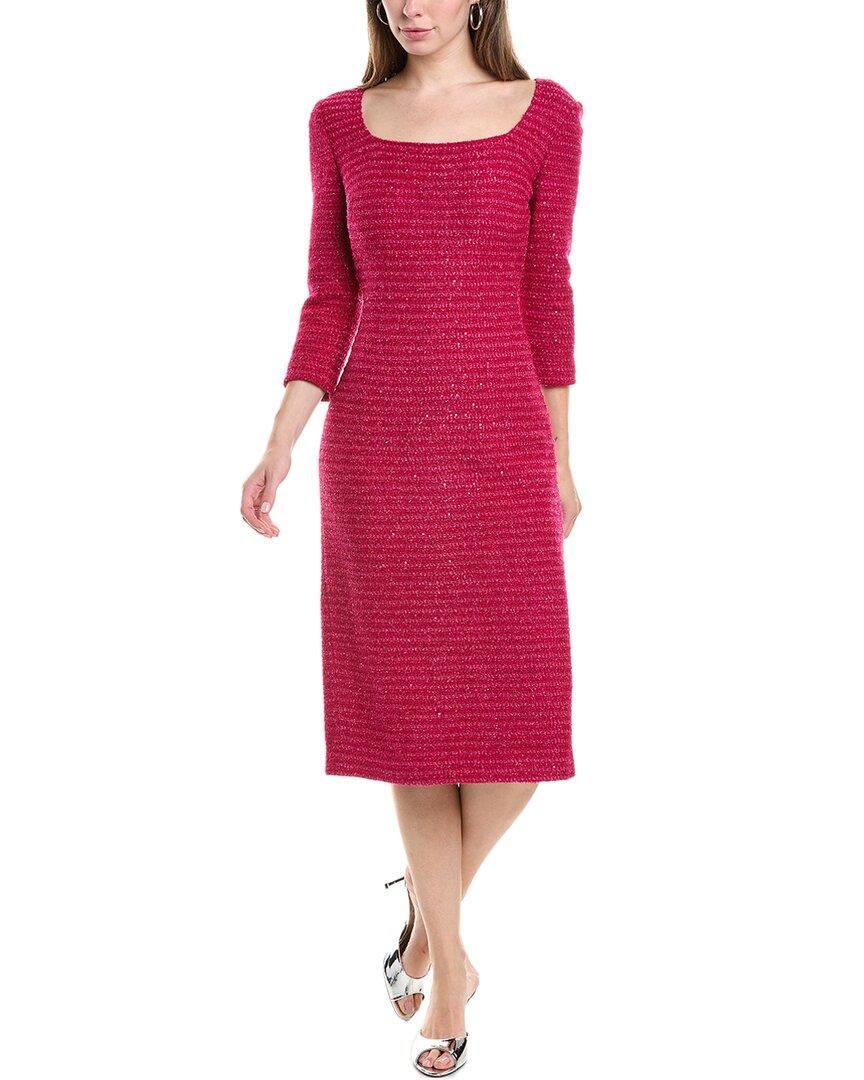 ST JOHN St. John Sequin Tweed Midi Dress In Pink Product Image