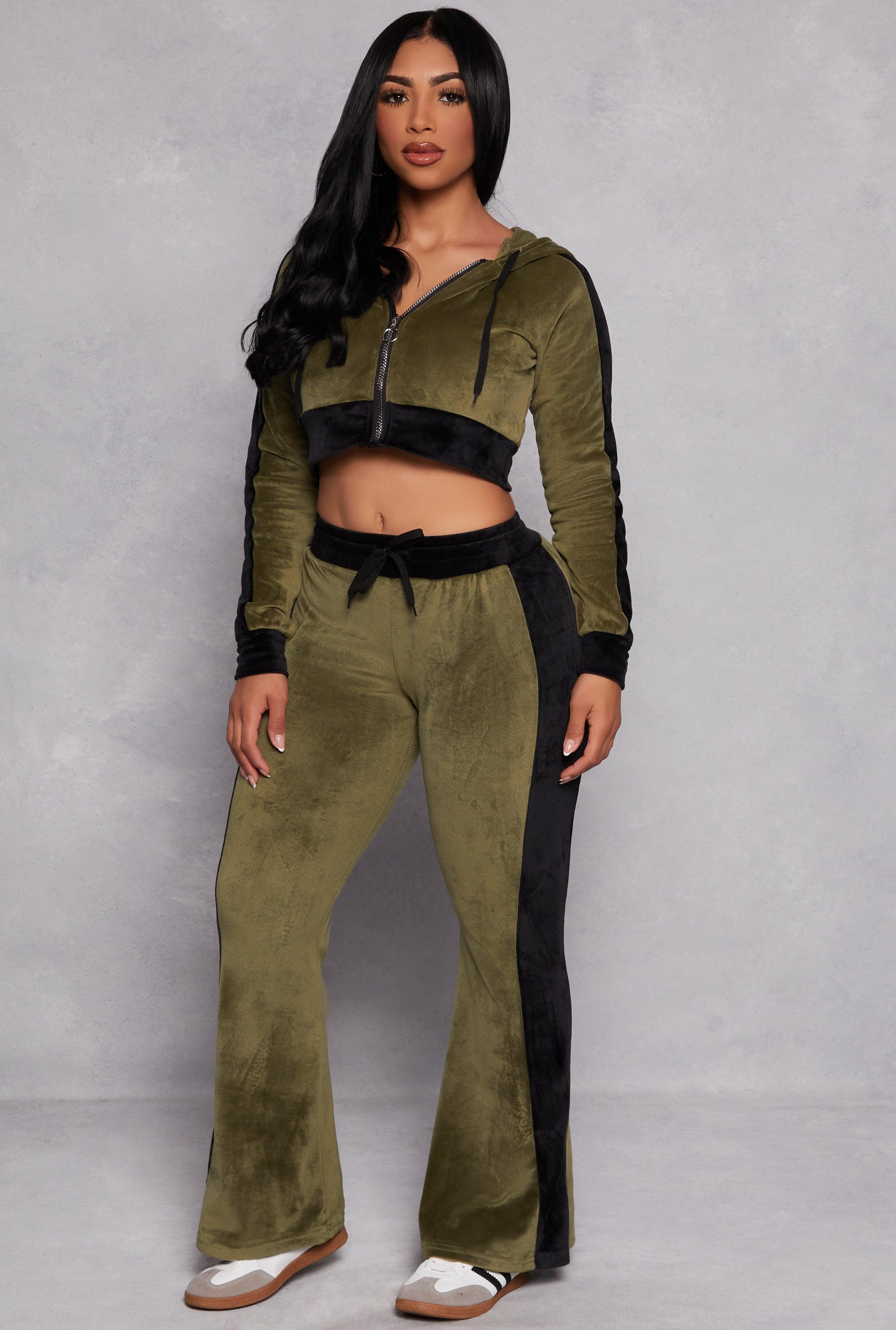 Womens Velour Side Stripe Flare Pants Product Image