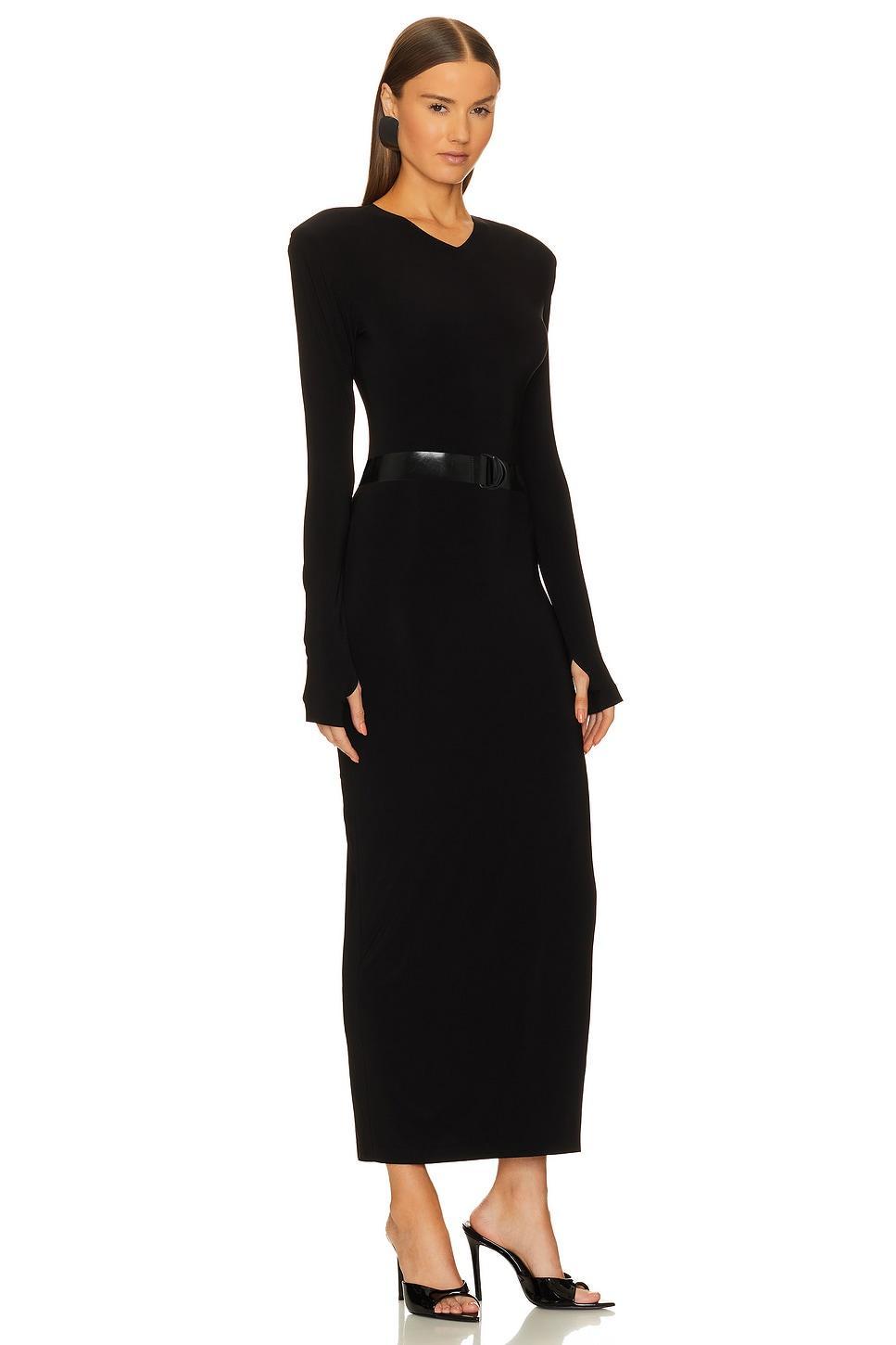 Long Sleeve Shoulder Pad Side Slit Gown Norma Kamali Product Image