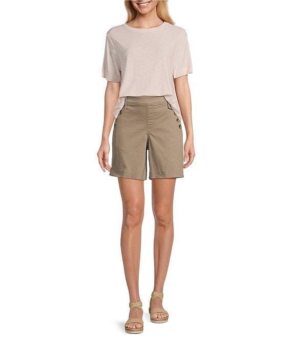 Westbound Petite Size Pull-On Button Embellished Marina Shorts Product Image
