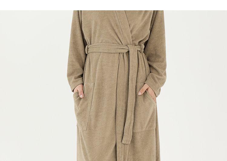 V-Neck Plain Pajama Robe Product Image