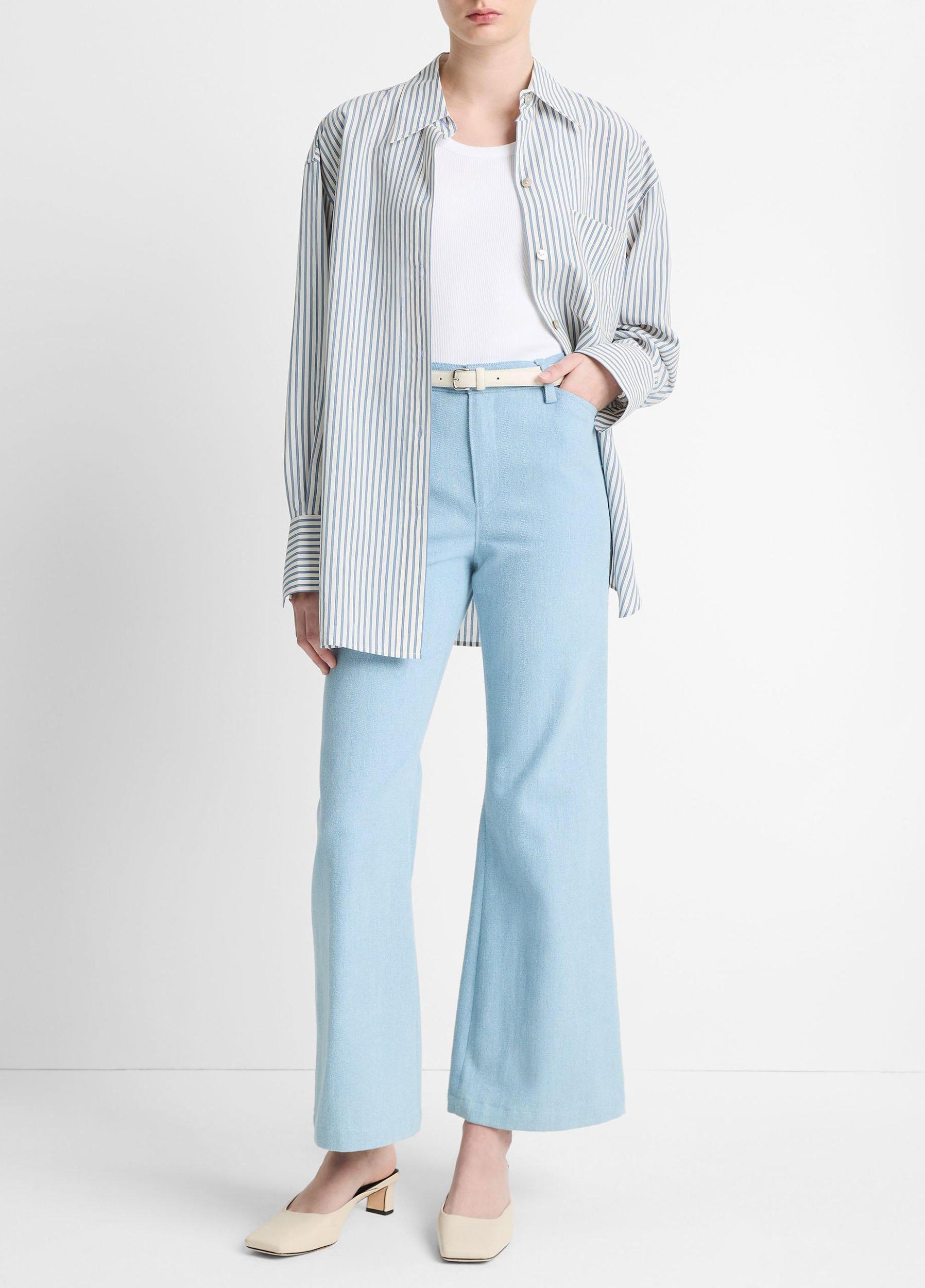 Italian Cotton Twill Cropped Flare Pant Product Image