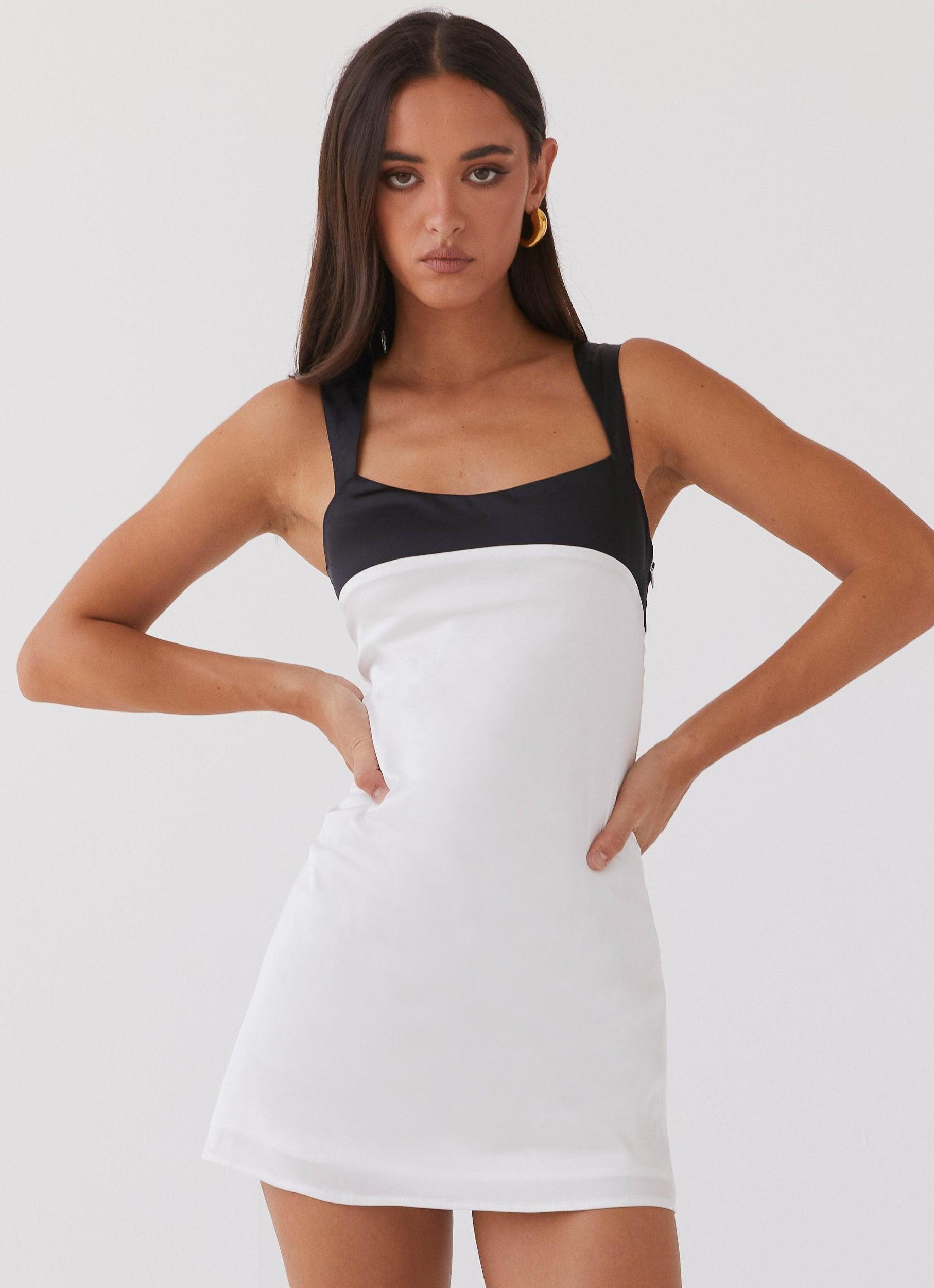 Odette Satin Mini Dress - Noir Pearl Product Image