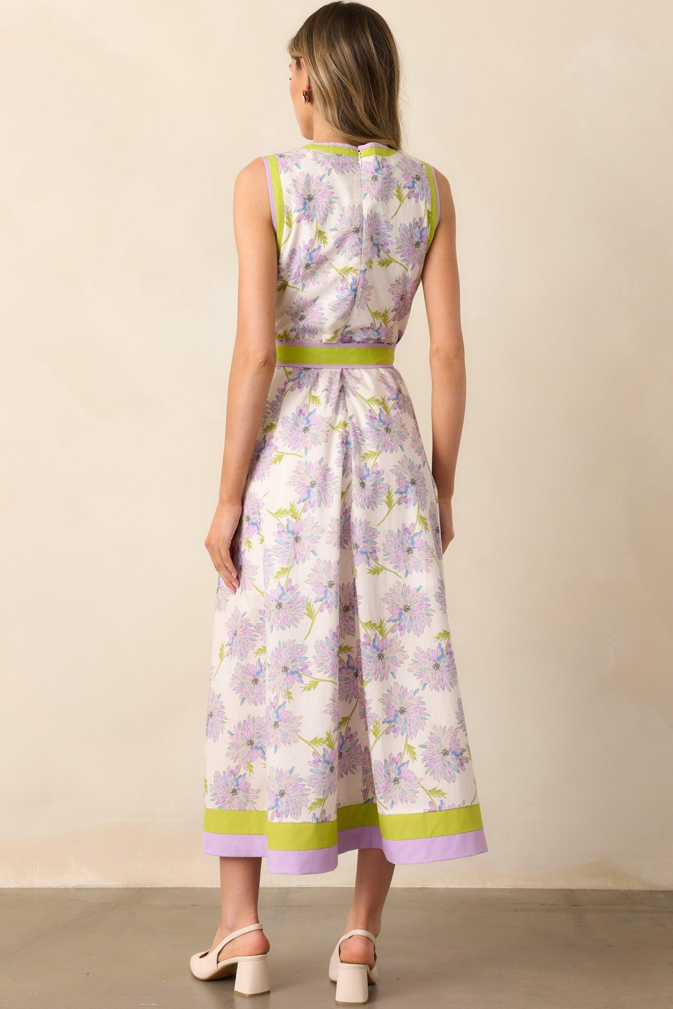 All In Due Time Cotton Lavender Floral Maxi Dress Product Image