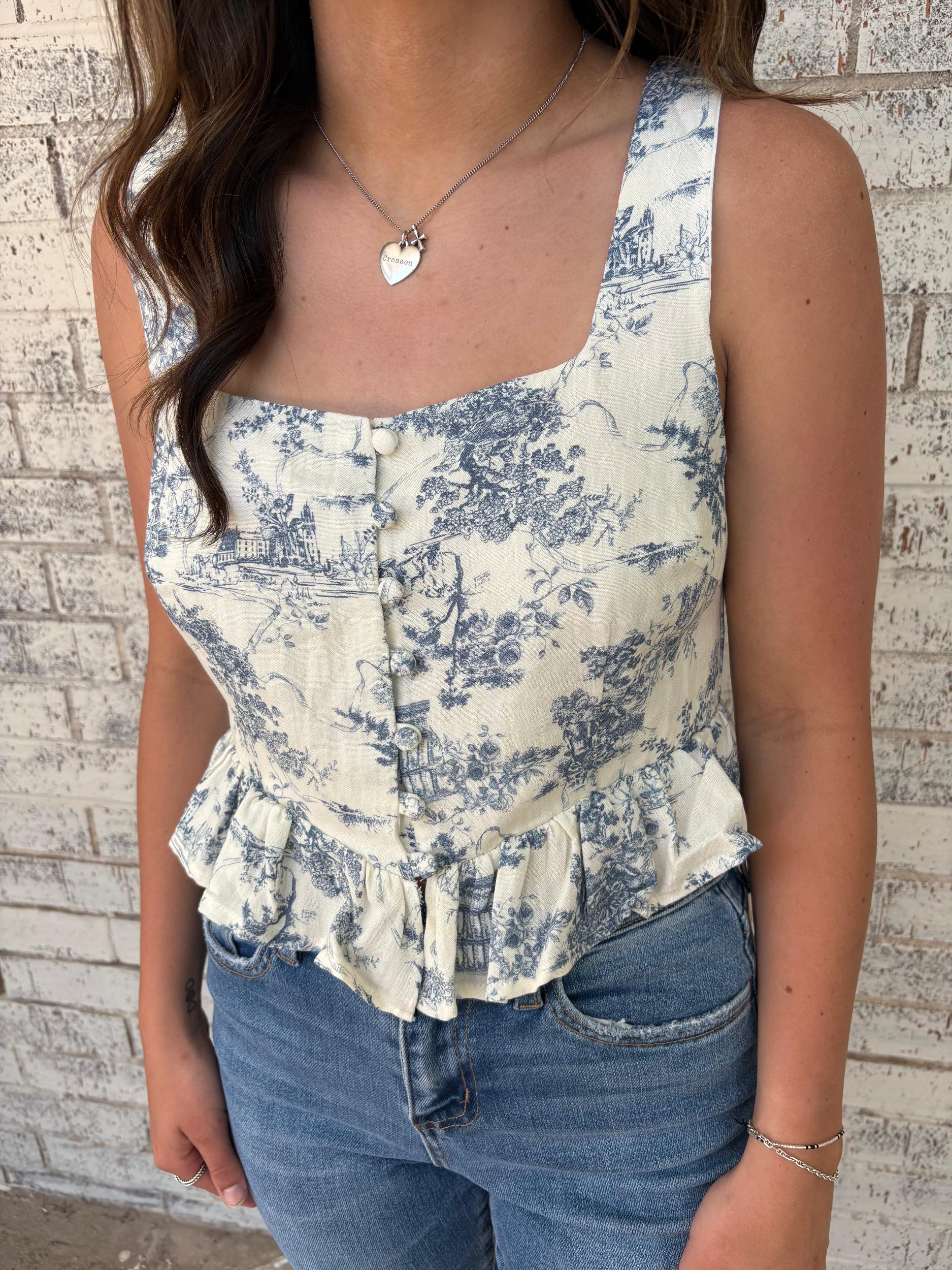 Ivory Garden Square Neck Crop Tank Product Image