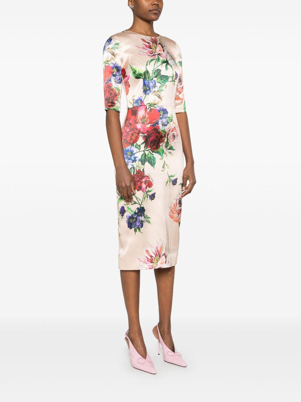 DOLCE & GABBANA Women Flower Print Midi Dress In Neutral Product Image