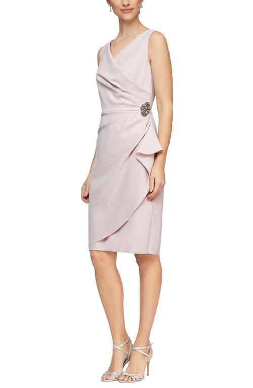 Alex Evenings Surplice V-Neck Sleeveless Ruched Brooch Sheath Dress Product Image
