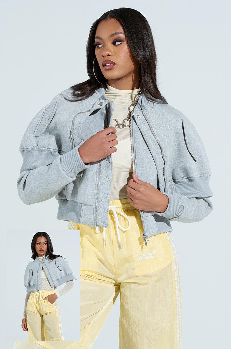 LYNX LAYERED BOMBER JACKET IN HEATHER GREY Product Image