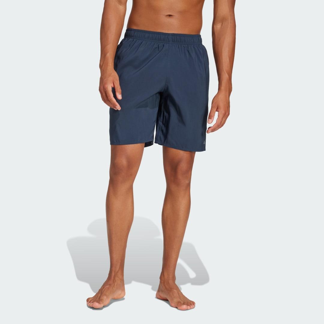 adidas Solid CLX Classic-Length Swim Shorts Blue Burst 2XL Mens Product Image