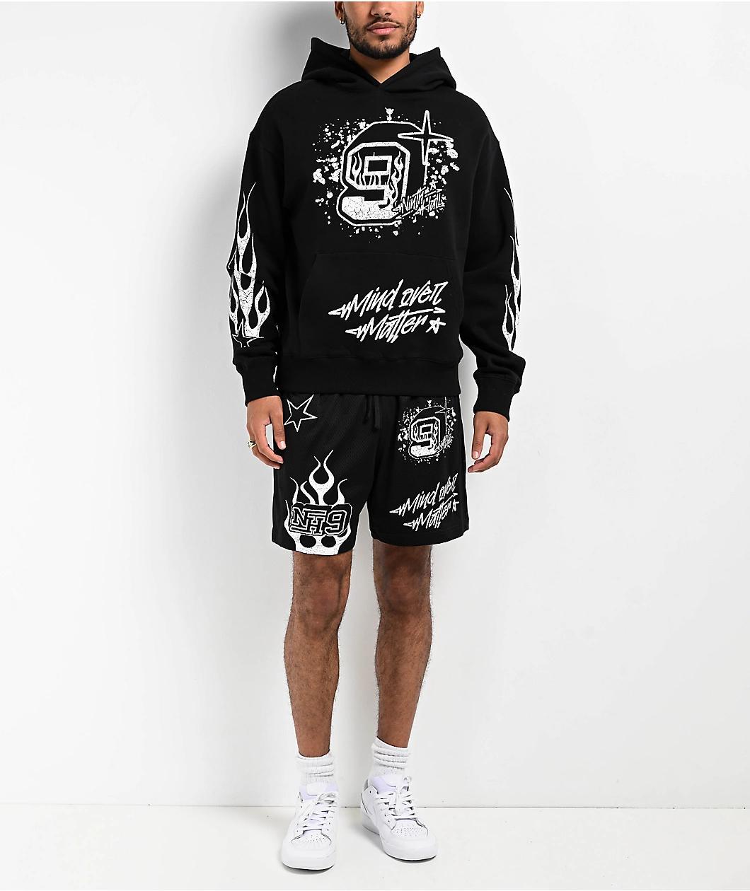 Ninth Hall Flame Black Boxy Hoodie Product Image