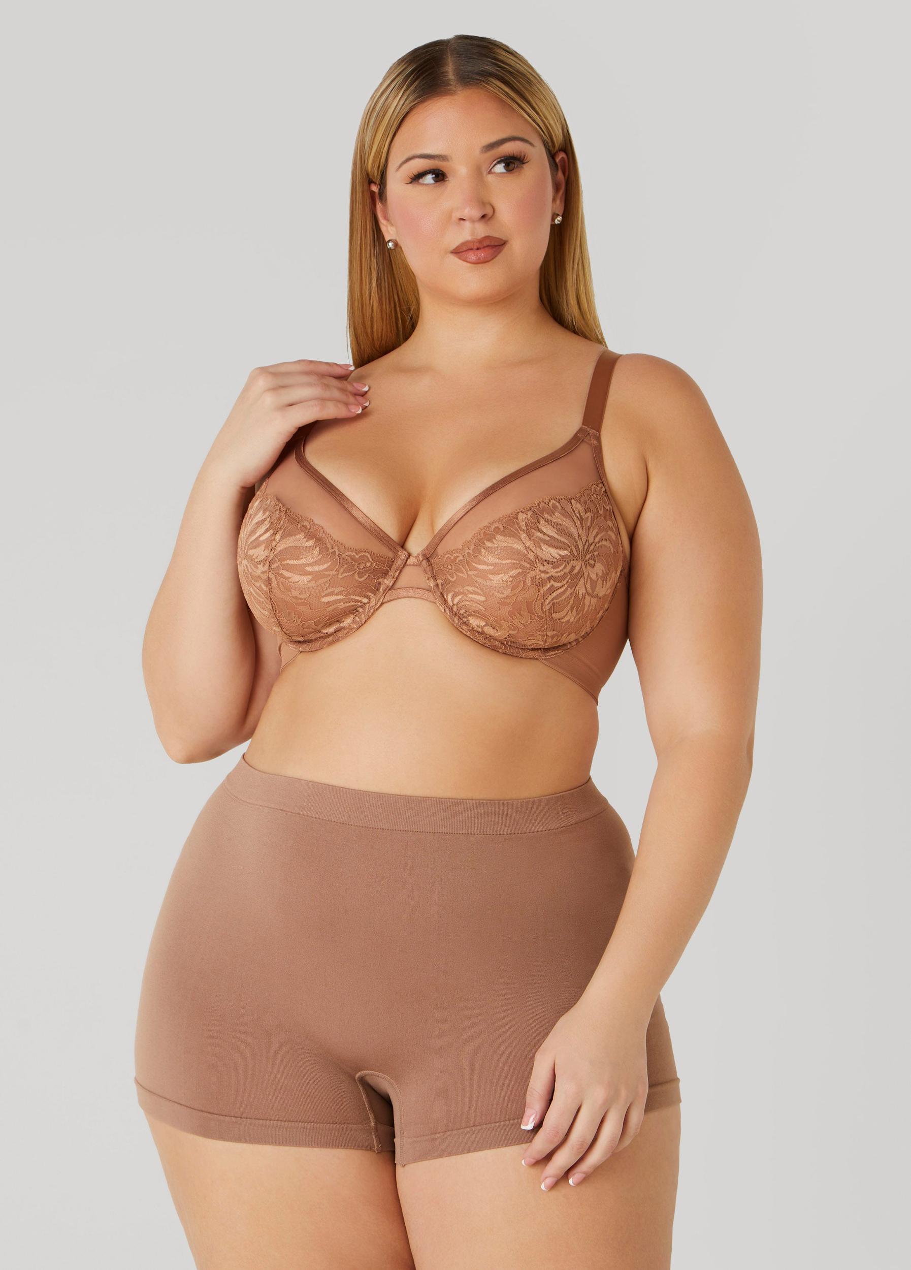 Lace Paneled Mesh Underwire Bra Product Image