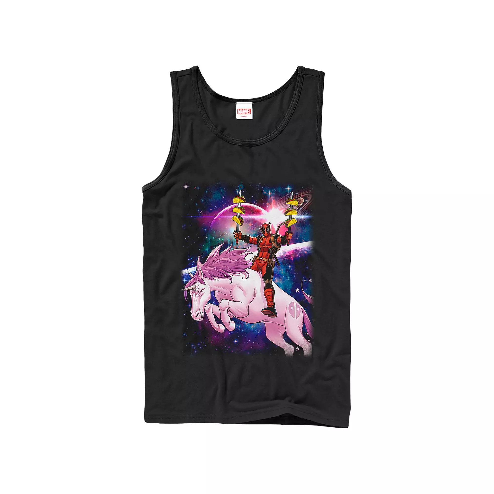 Mens Marvel Deadpool Pink Unicorn Ride Graphic Tank Product Image