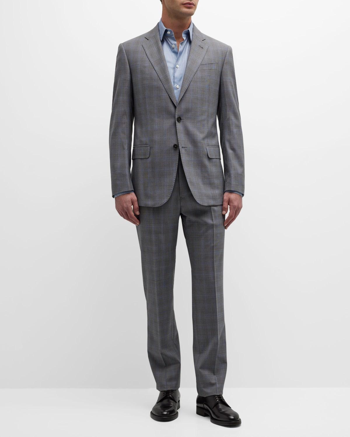 Mens Solid Plaid Suit Product Image