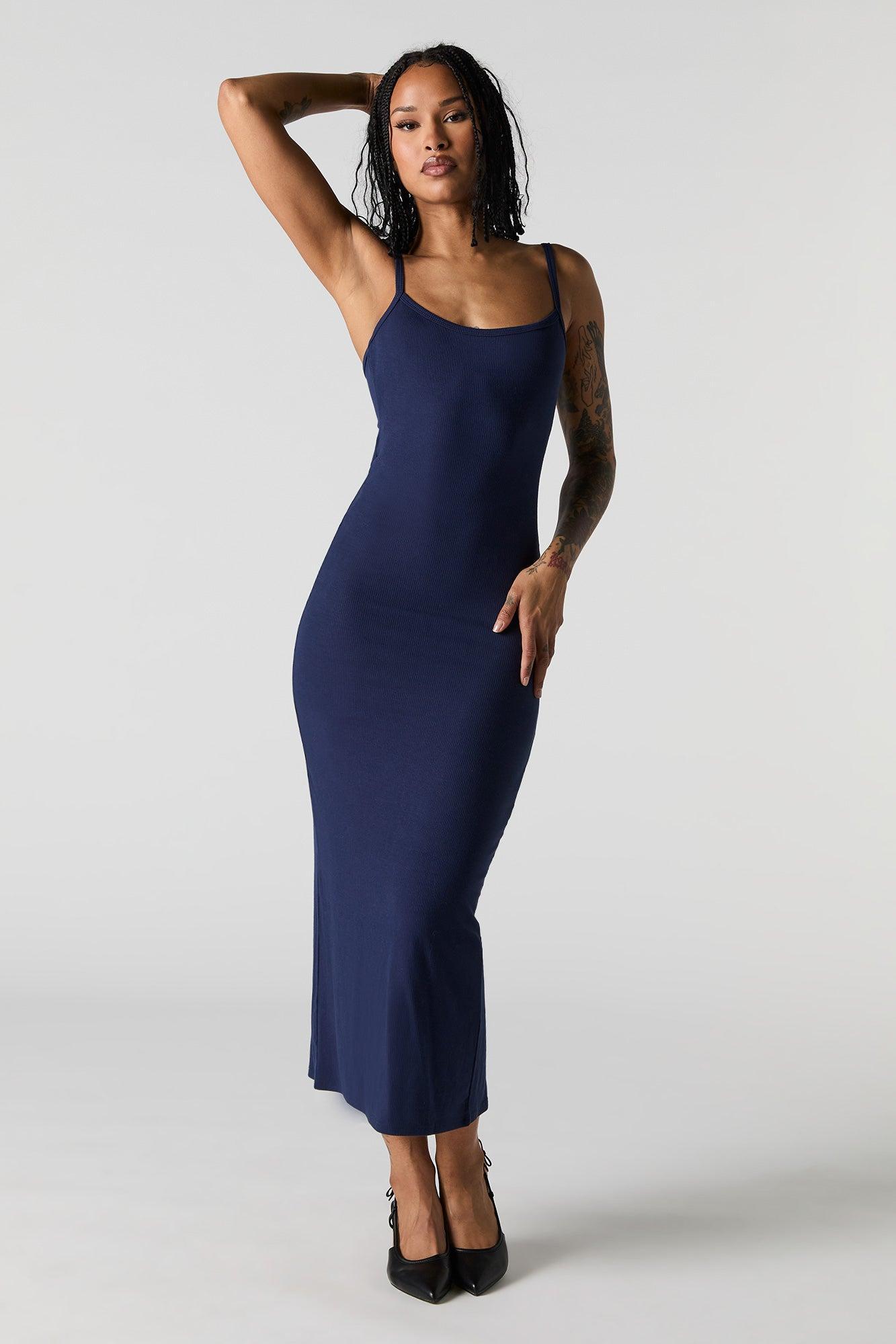 Ribbed Back Cut-Out Midi Dress Female Product Image