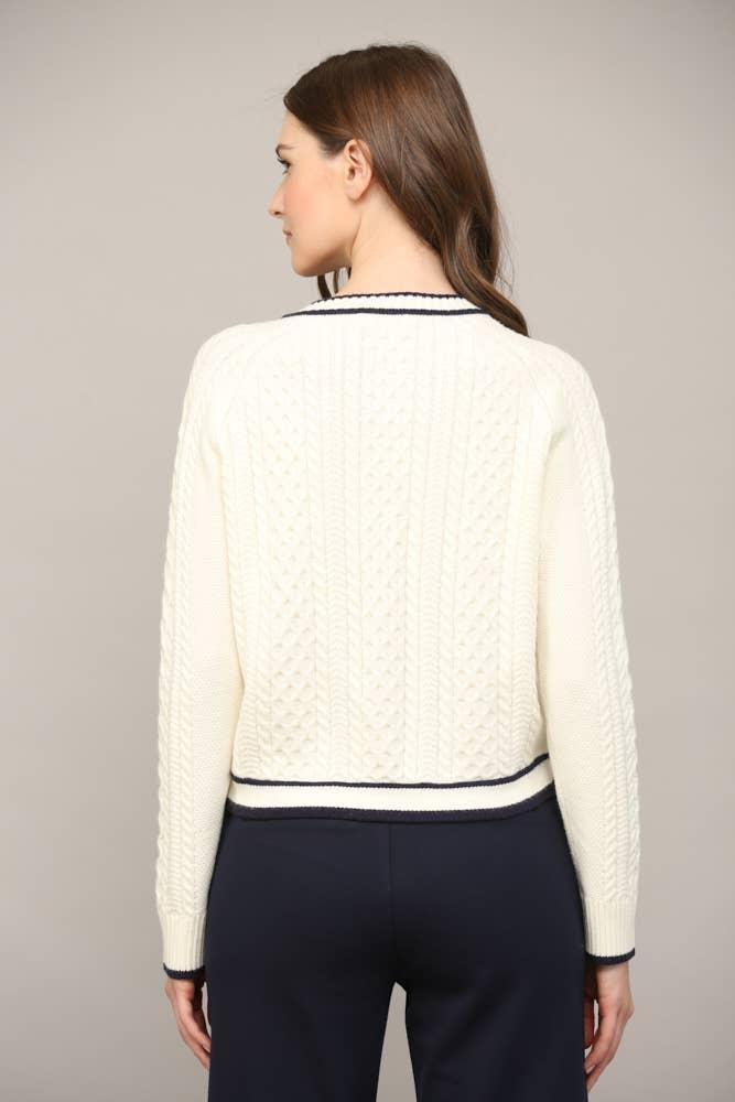 Lovely Collar Cable Knit Cardigan Product Image