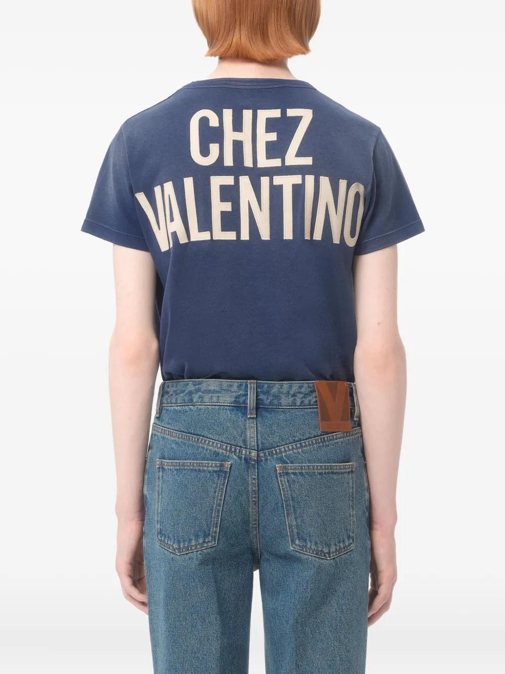 VALENTINO Garavani Navy Cotton T-shirt In Blue Product Image