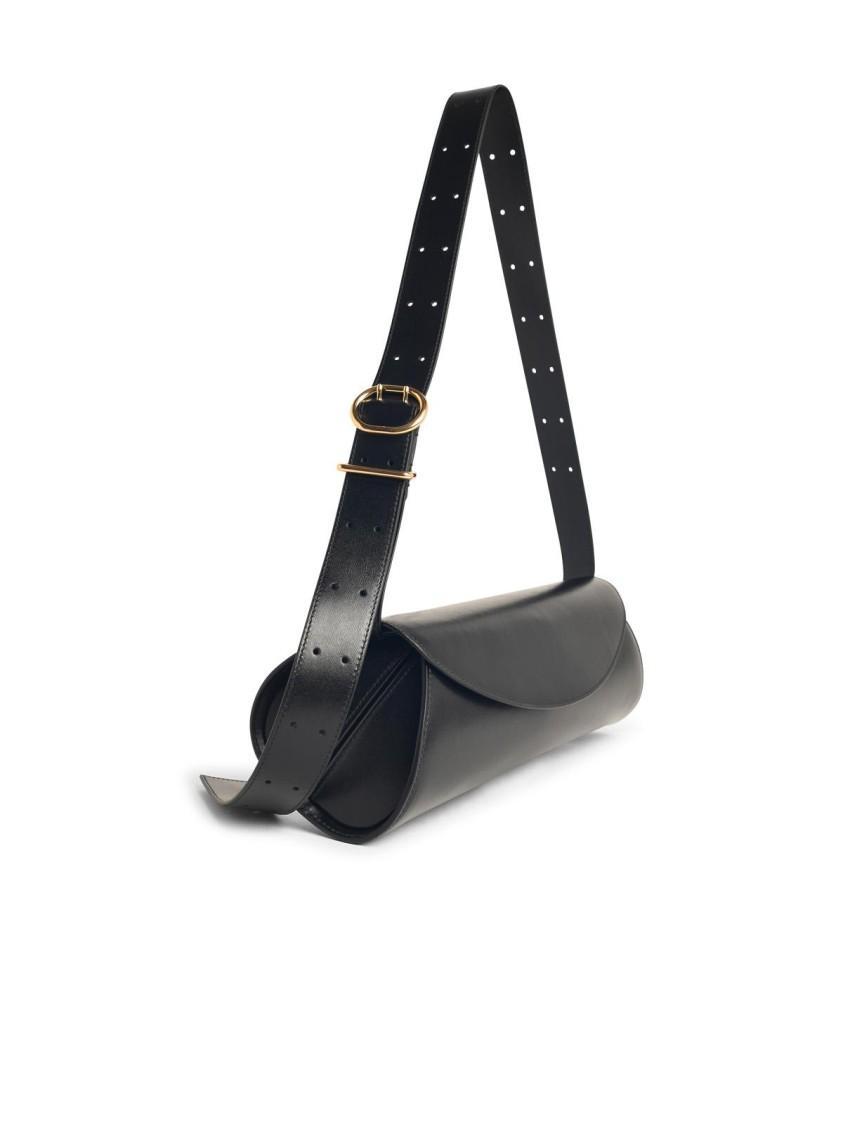 JIL SANDER Large 'cannolo' Black Leather Bag Product Image