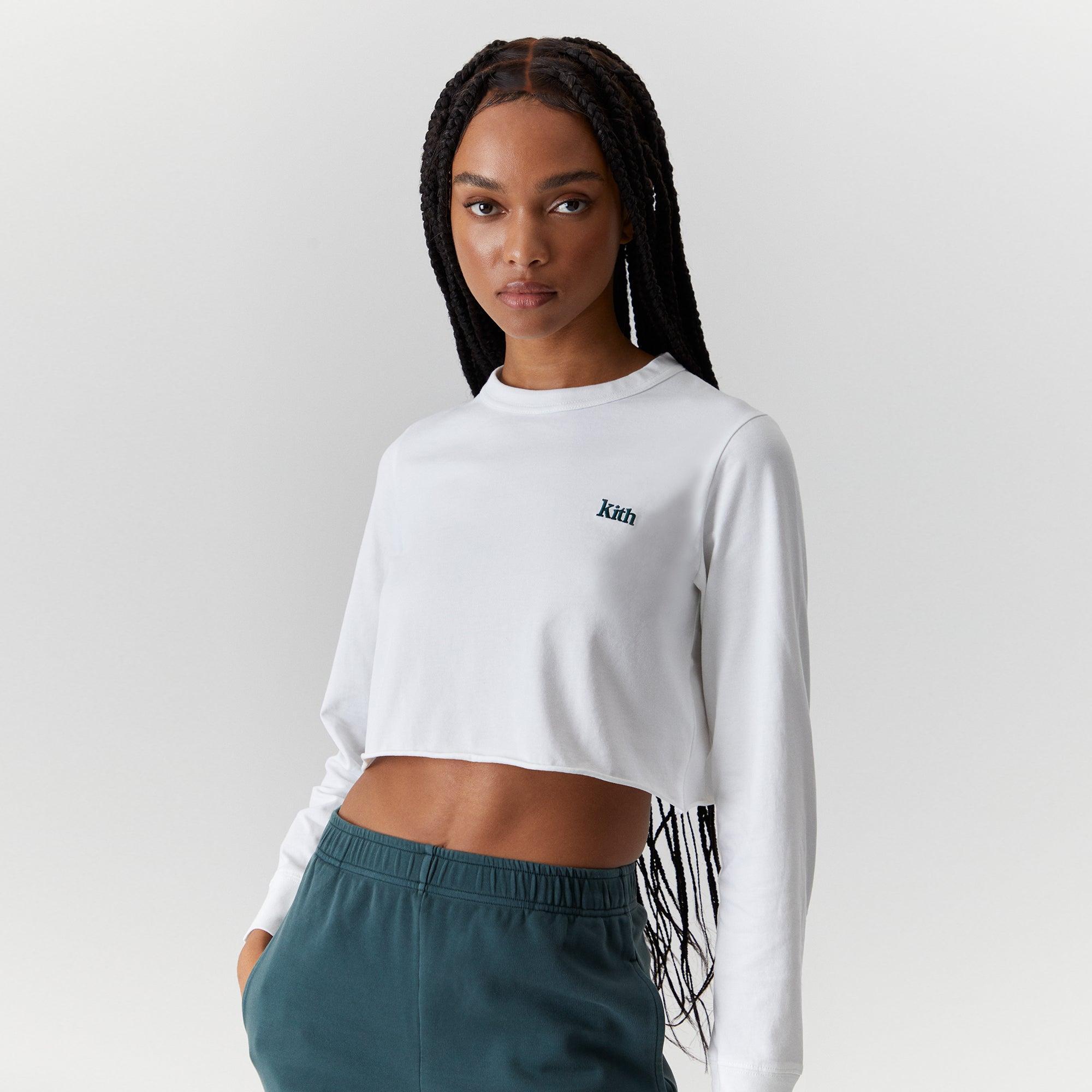 Kith Women Lucy Cropped Long Sleeve II Tee - White Female Product Image